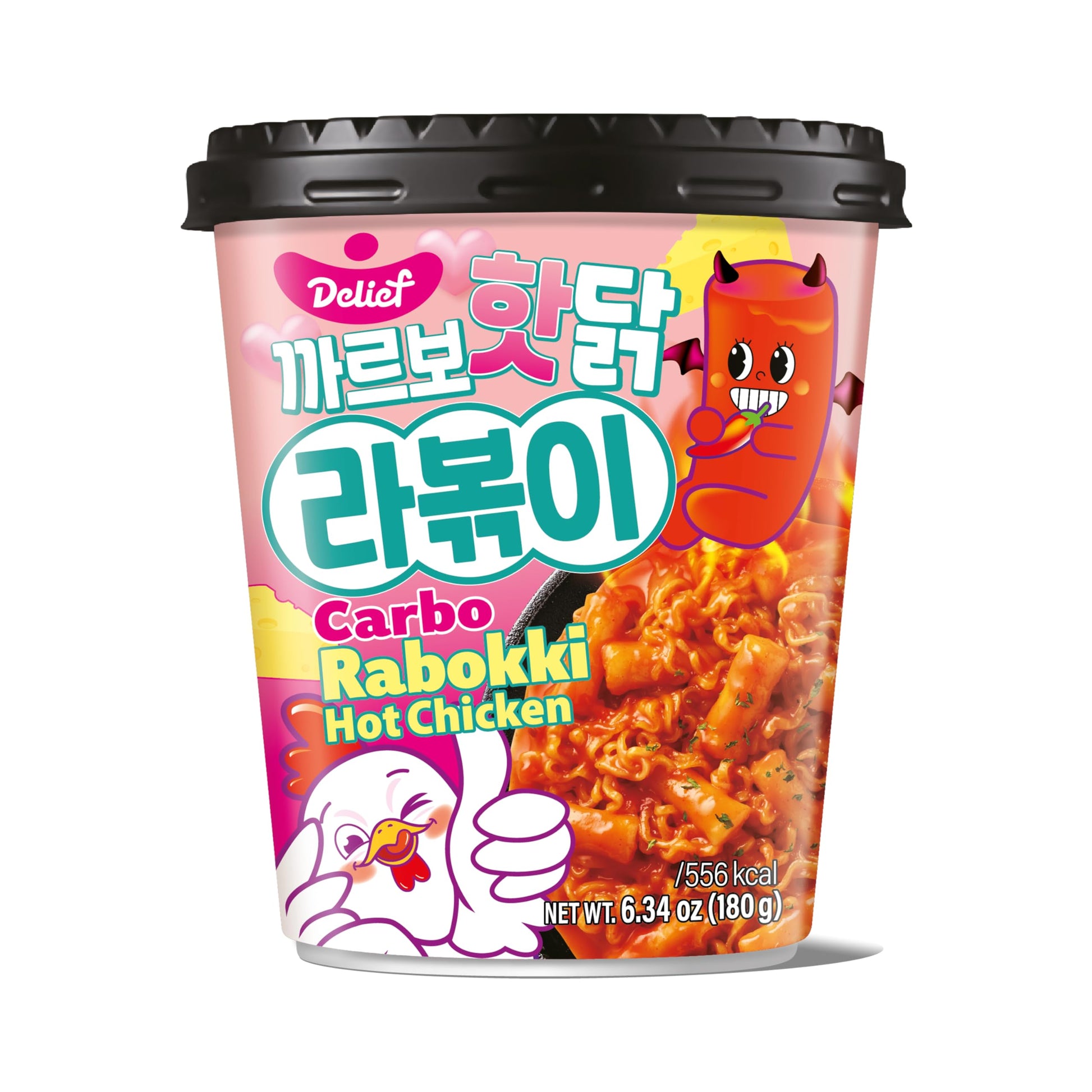 DELIEF Rabokki Hot Chicken CARBO Flavor 180g/6.34oz - Pack of 1, Korean Street food, ramen noodle and Tteokbokki rice cake combi
