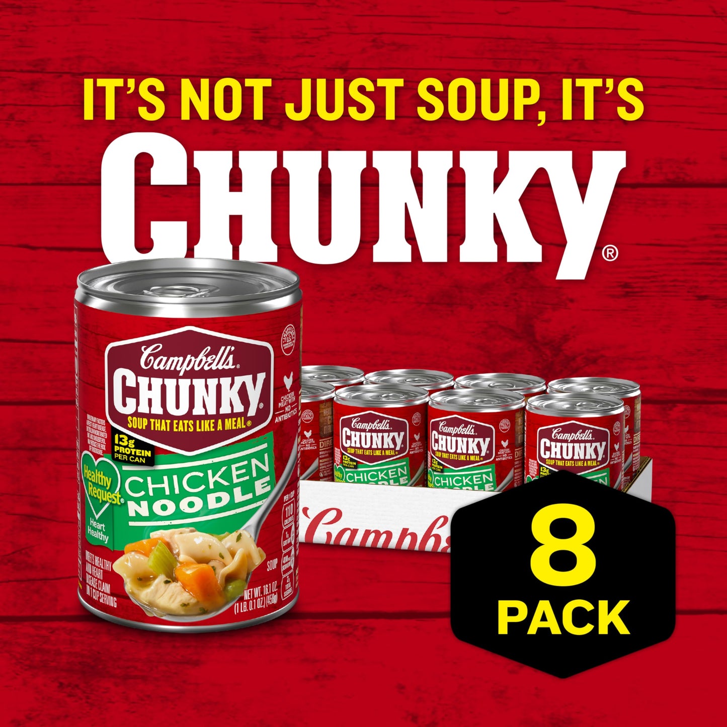 Campbell’S Chunky Soup, Healthy Request Chicken Noodle Soup, 16.1 Oz Can (Case Of 8)
