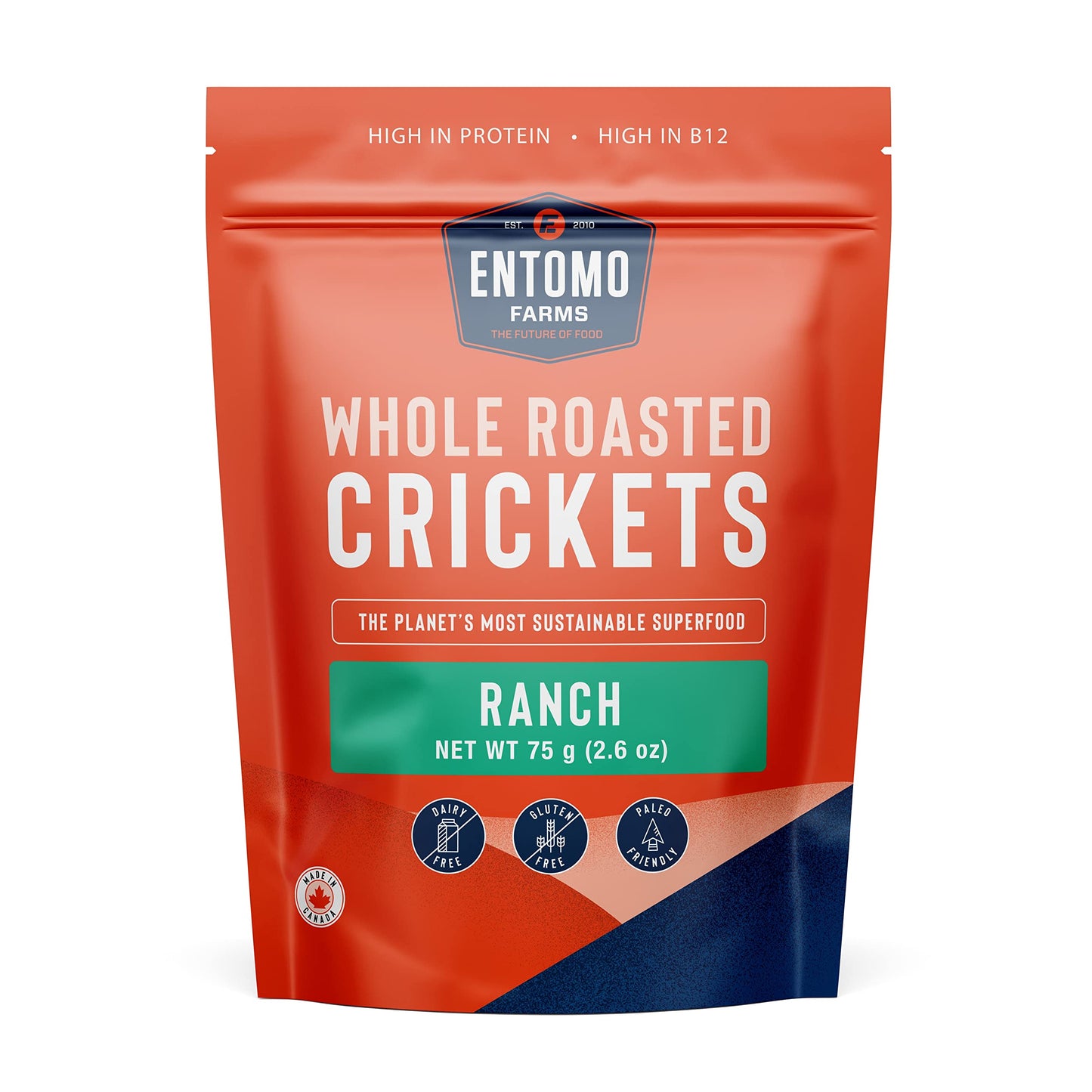 ENTOMO FARMS Seasoned Whole Roasted Crickets (Ranch Flavored Crickets, 2.6 oz)