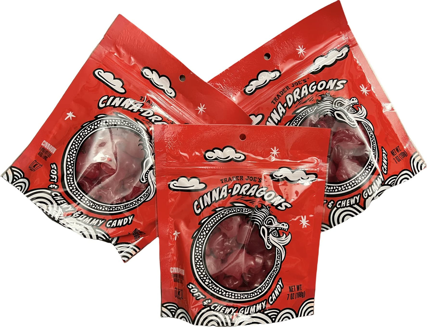 Trader Joe'S Cinna-Dragons Cinnamon Flavored Hot Spicy Soft & Chewy Gummy Candy (Pack Of 3)
