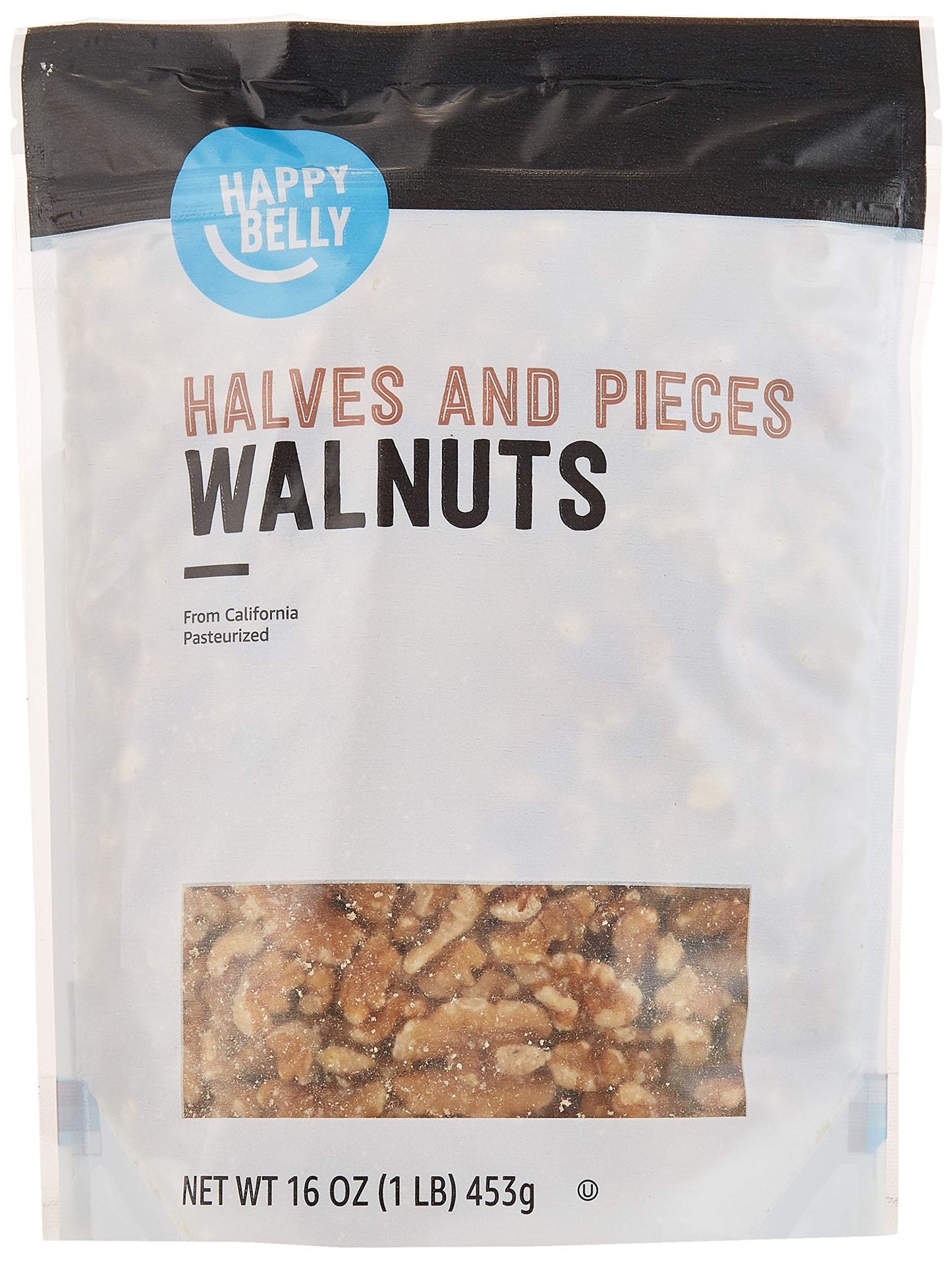 Happy Belly California Walnuts Halves and Pieces  16 ounce (Pack of 2)