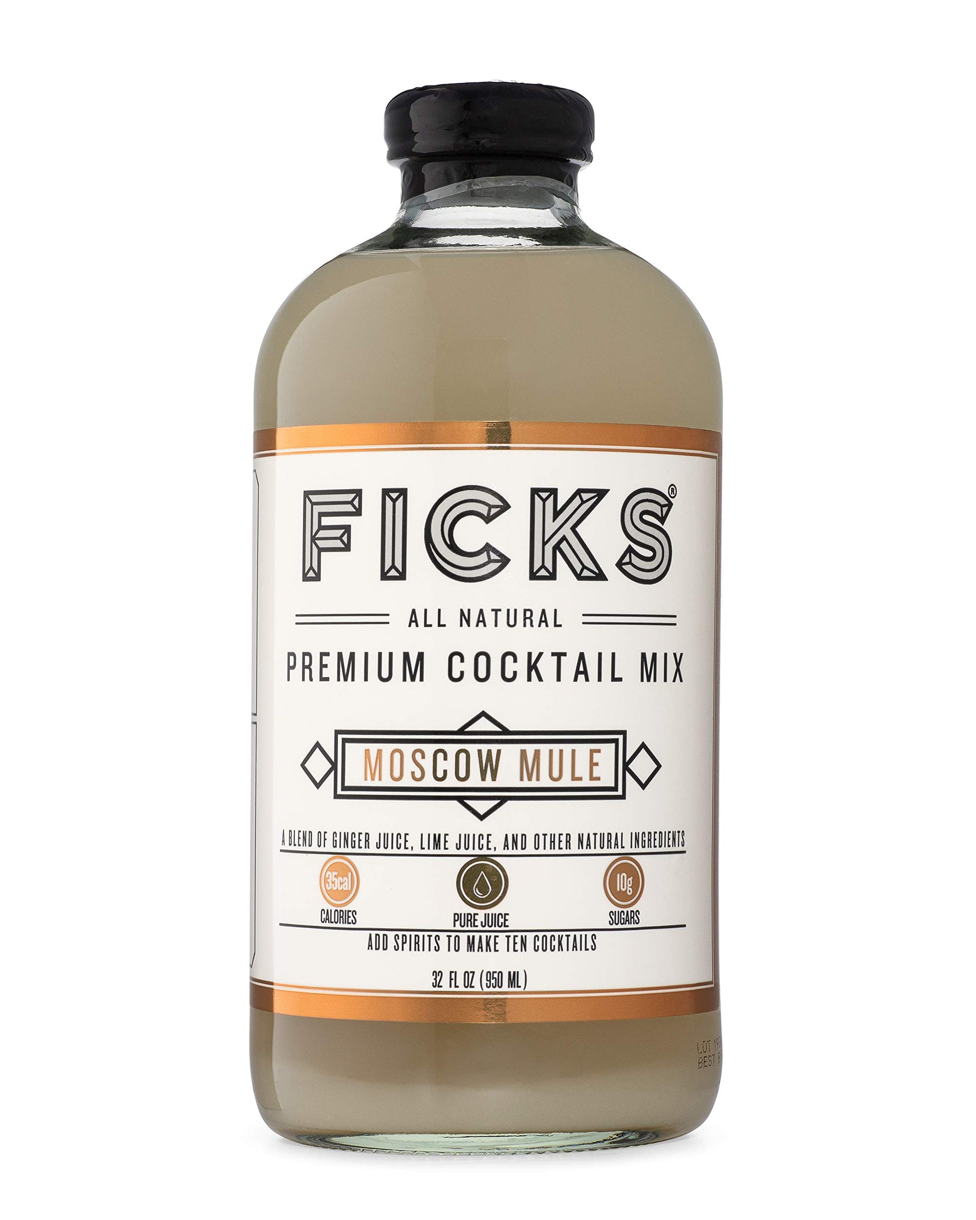 Ficks Premium Cocktail Mix - Moscow Mule - 6 Pack - 32 Ounce Each