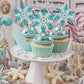 Gyufise 24 Pack Snowflake Cupcake Toppers Double Layers Silver And Blue Winter Frozen Theme Cupcake Picks Baby Shower Kids Birth
