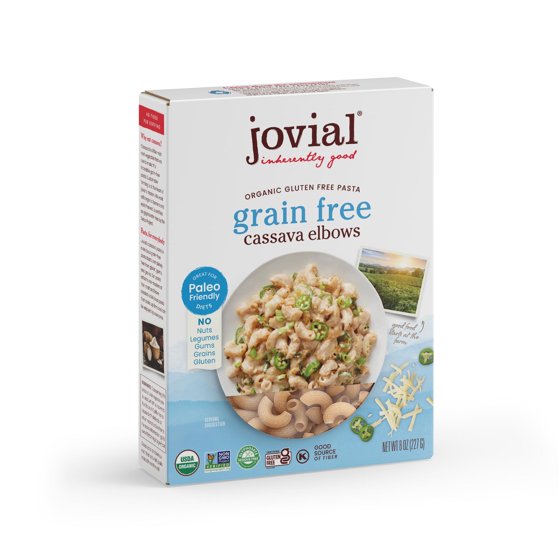 Jovial Grain-Free Cassava Elbows Pasta - Gluten Free, Organic, High-Fiber - 8 Oz
