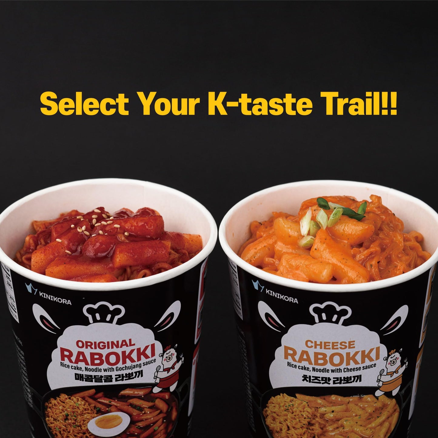 Kinikora Enhanced Instant Rabokki Cup - Cheese Flavor, 2 Cups, Korean Ramen & Tteokbokki, Quick And Easy Street Food