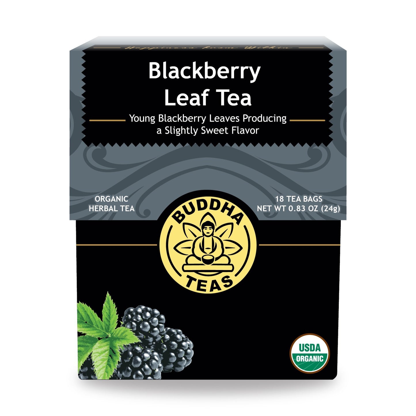Buddha Teas Organic Blackberry Leaf Tea - 18 Bleach-Free Tea Bags, OU Kosher, USDA Organic
