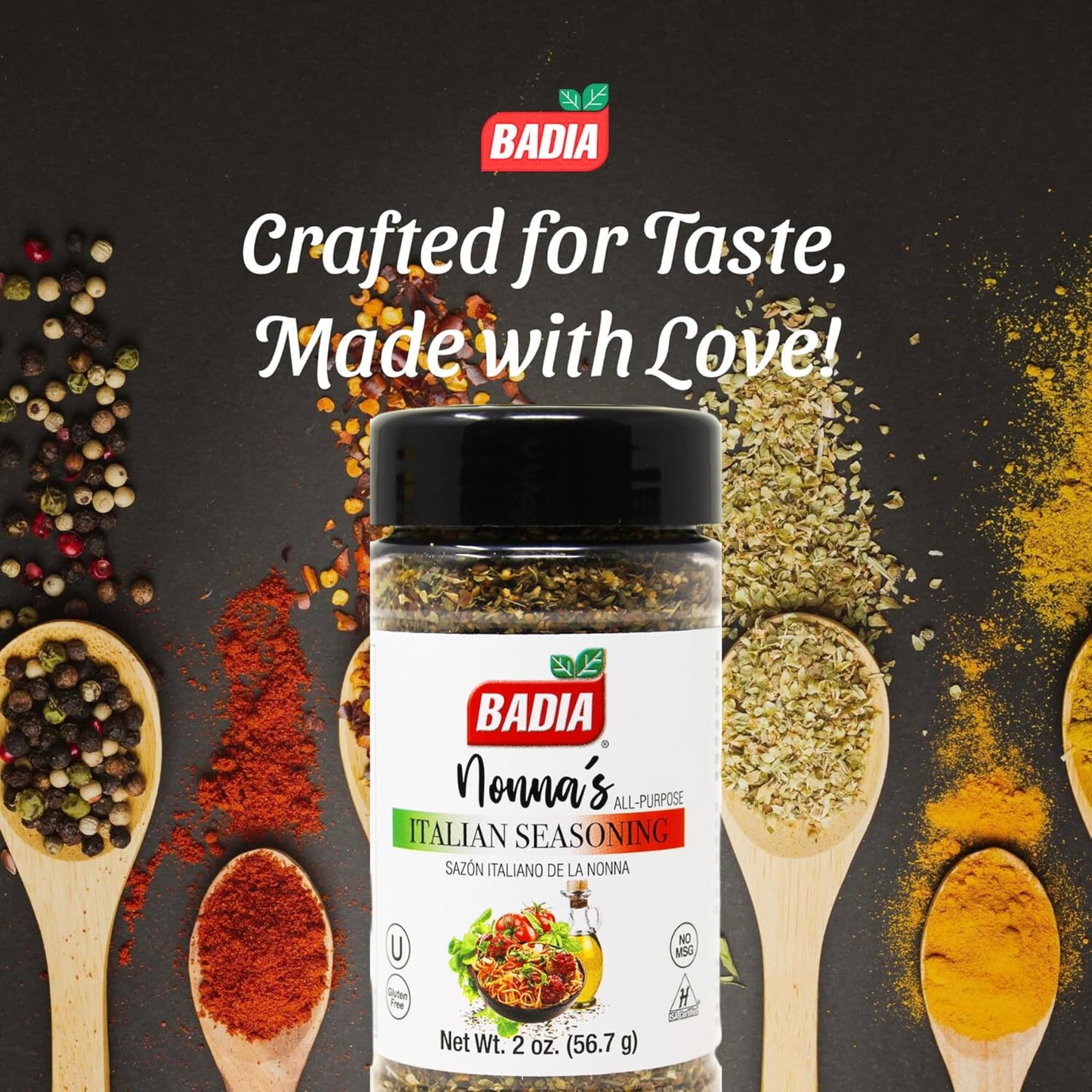 Badia Nonnas All Purpose Italian Seasoning  2 oz - Oregano  Basil  Garlic  Salt Blend  Meats  Pastas  Vegetables  Gluten Free  No Msg