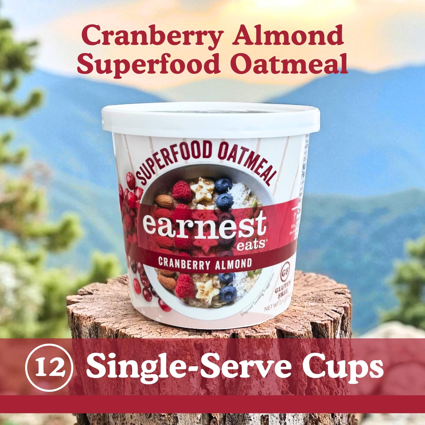 Earnest Eats Gluten-Free Superfood Oatmeal, Quinoa, Oats & Amaranth, Vegan, Healthy Snack, American Blend, 2.35oz Cup, 12-Pack (