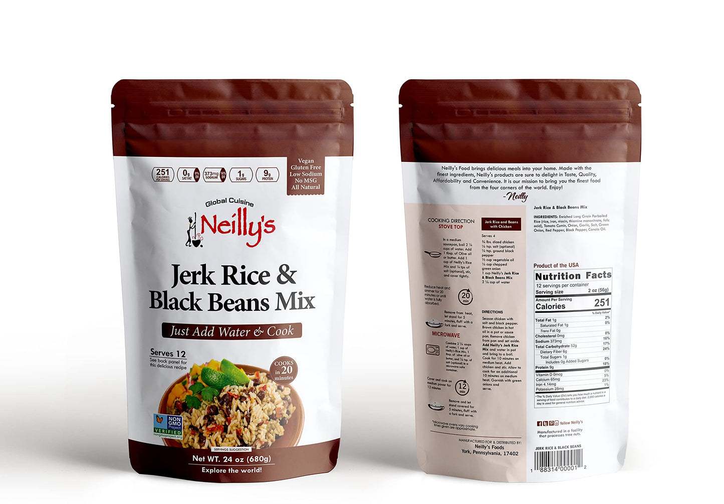 Neilly'S Mix - Jk Rice & Black Bean Rice - Case Of 6 - 24 Oz(D0102Hxwxs8.)