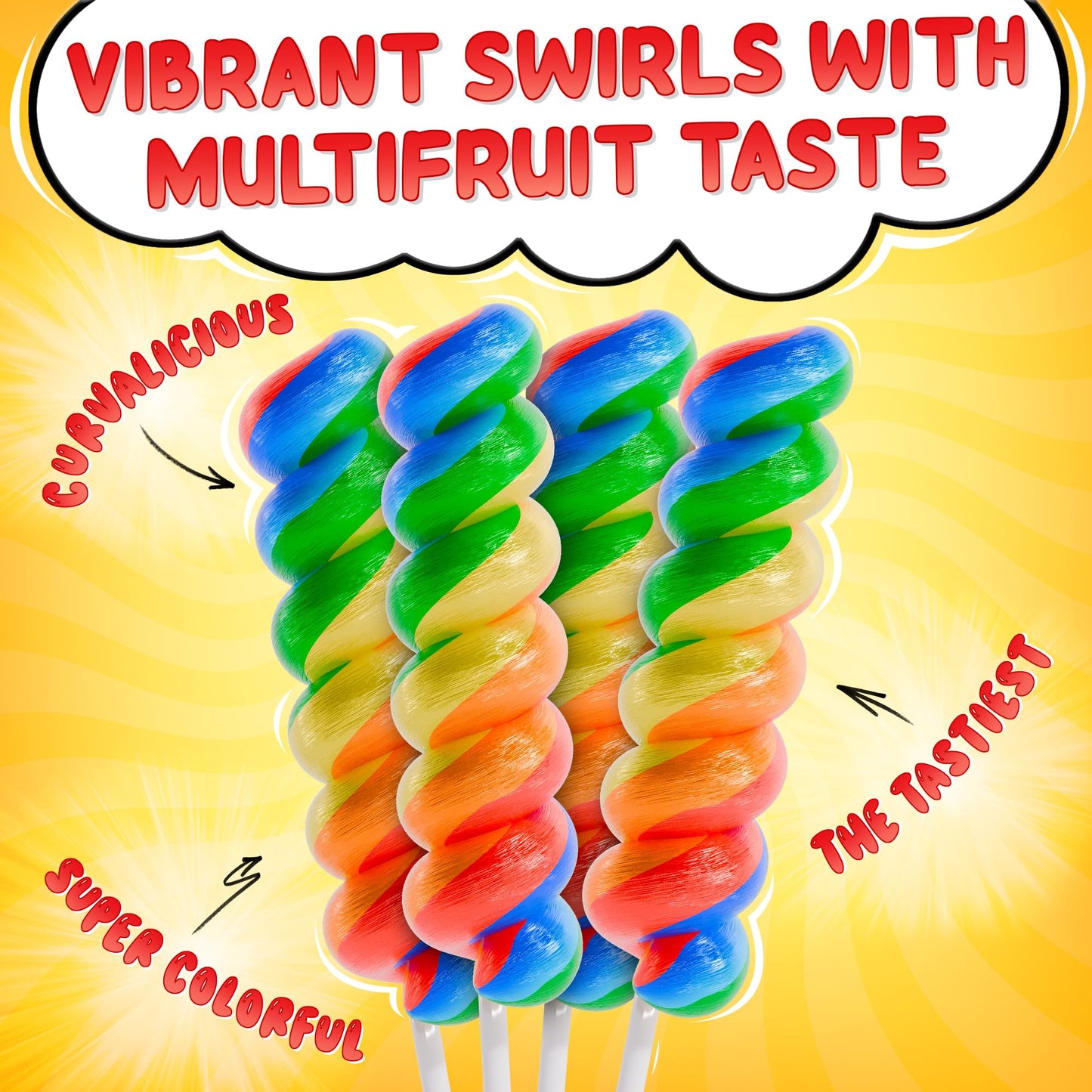Primary Colors Candy Swirl Lollipops 30pk - Rainbow MultiFruit Flavors, Individually Wrapped, 15g Each, Perfect for Party Favors