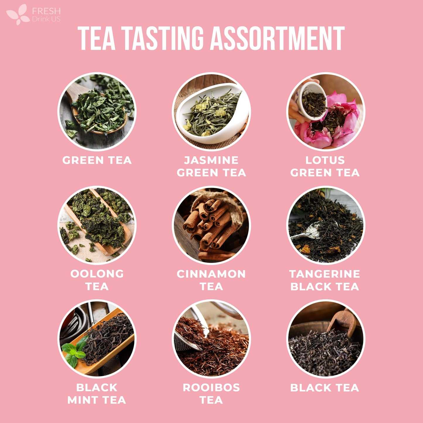 Freshdrinkus, Premium 90 Tea Bags Sampler Assortment, 9 Different Flavors, 100% Natural Ingredients, Perfect And Well Combinatio