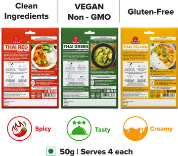 El The Cook Ultimate Asian Curry Paste Combo For 5 Exotic Thai Style Curries | Easy To Cook, Ready In 10 Min | Just Add Coconut
