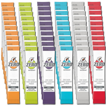 G Zero Powder - Electrolytes Powder Packets Variety - 60 Pack - 6 Flavor - Glacier Freeze  Orange  G  Fruit Punch  Lemon Lime & Glacier Cherry - GARIZZE Assortment
