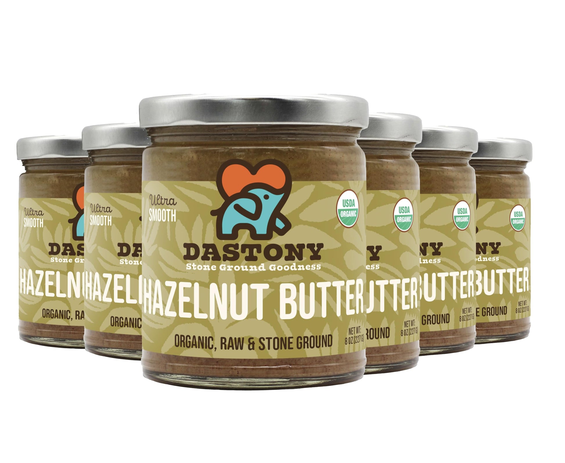 Dastony Organic Raw Hazelnut Butter, Vegan, Non-GMO, Gluten-Free, 8 oz (Pack of 6)
