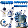 Astronaut Figurines Space Cake Toppers Blue Star Ball Cake Toppers For Space Theme Party Kids Birthday Party Baby Shower Supplie