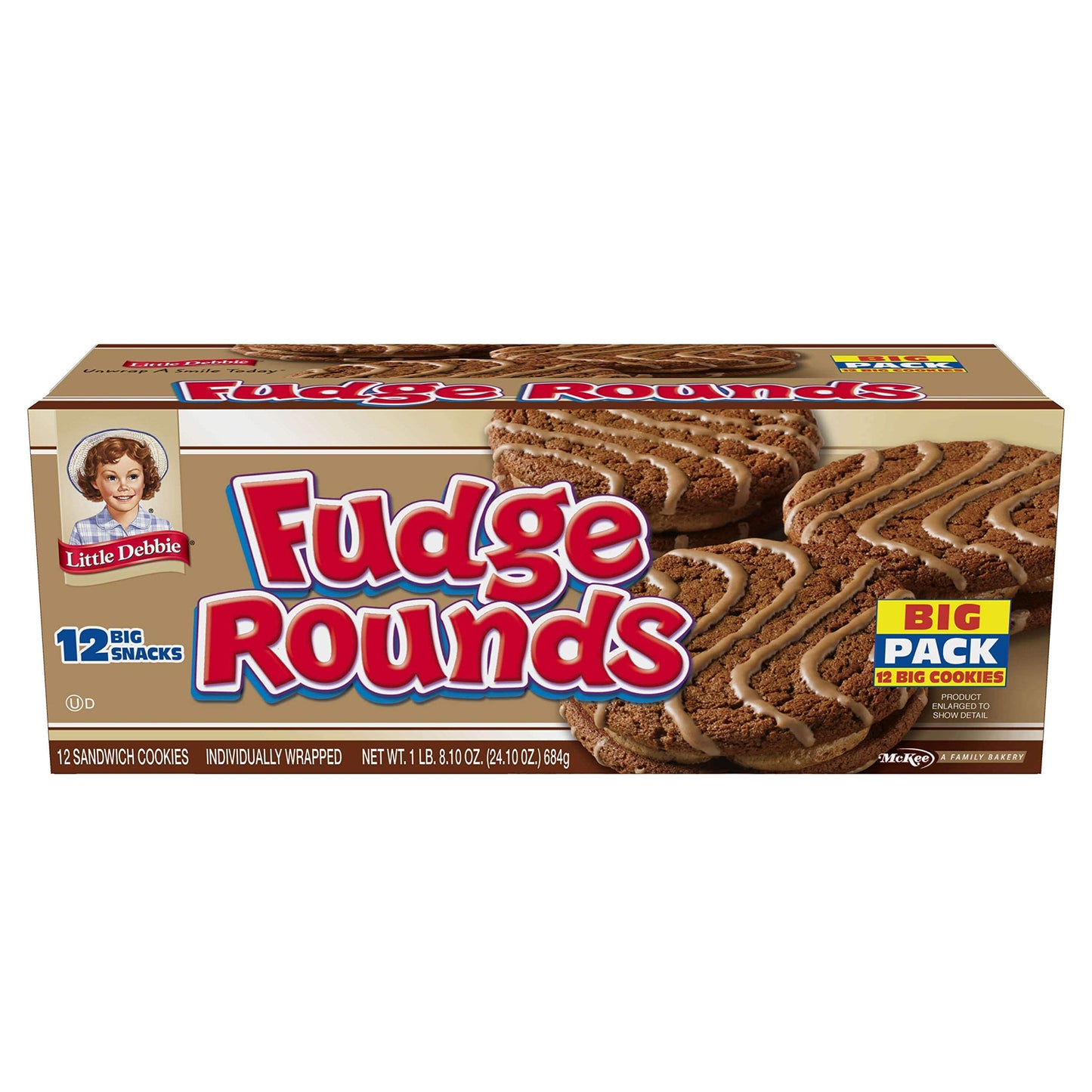 Little Debbie Individually Wrapped Fudge Rounds (12 Count) Big 24.10 Box - Pack Of 3
