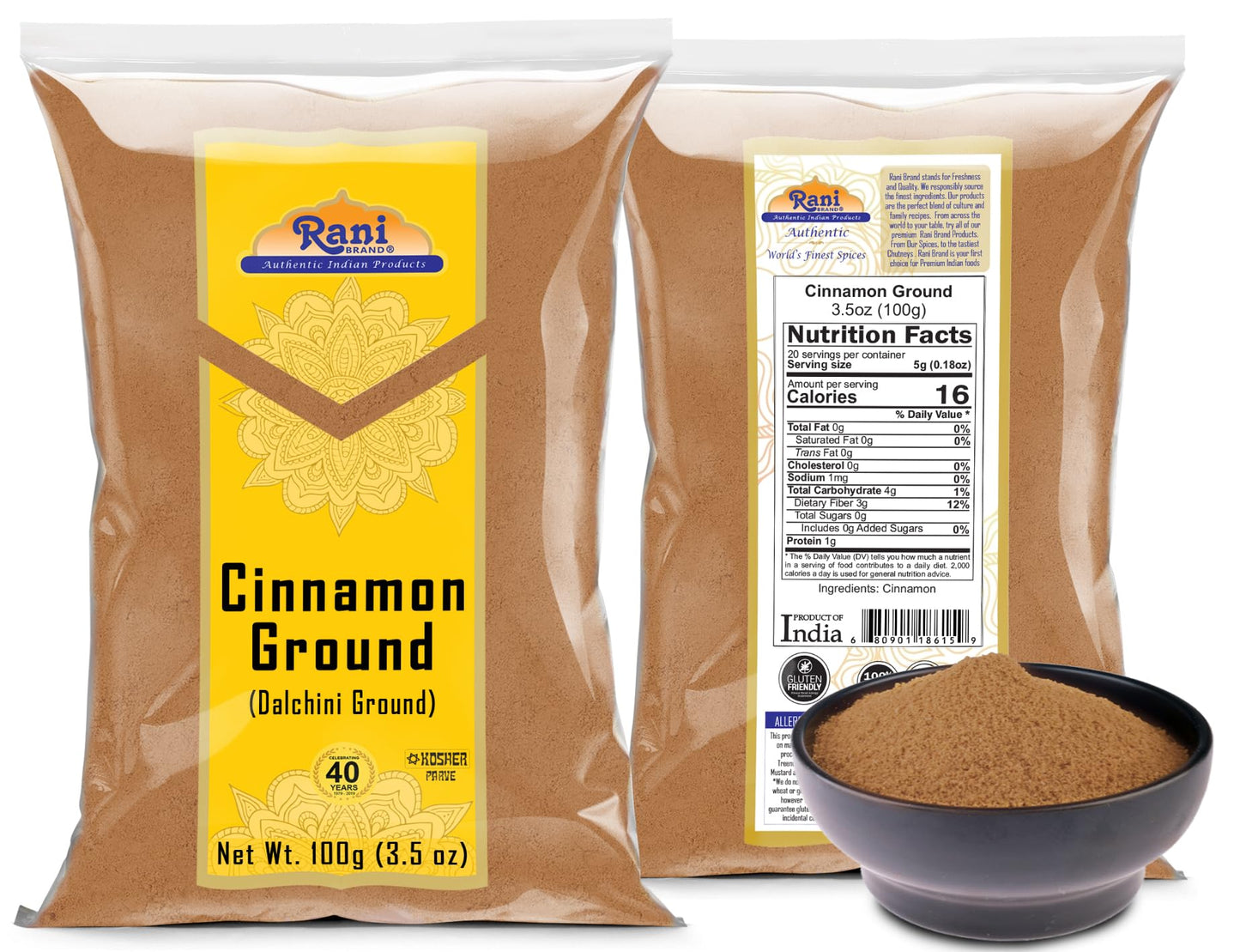 Rani Cinnamon Powder (Ground) Spice 3.5Oz (100G) ~ All Natural | Salt-Free | Vegan | No Colors | Gluten Friendly | Non-Gmo