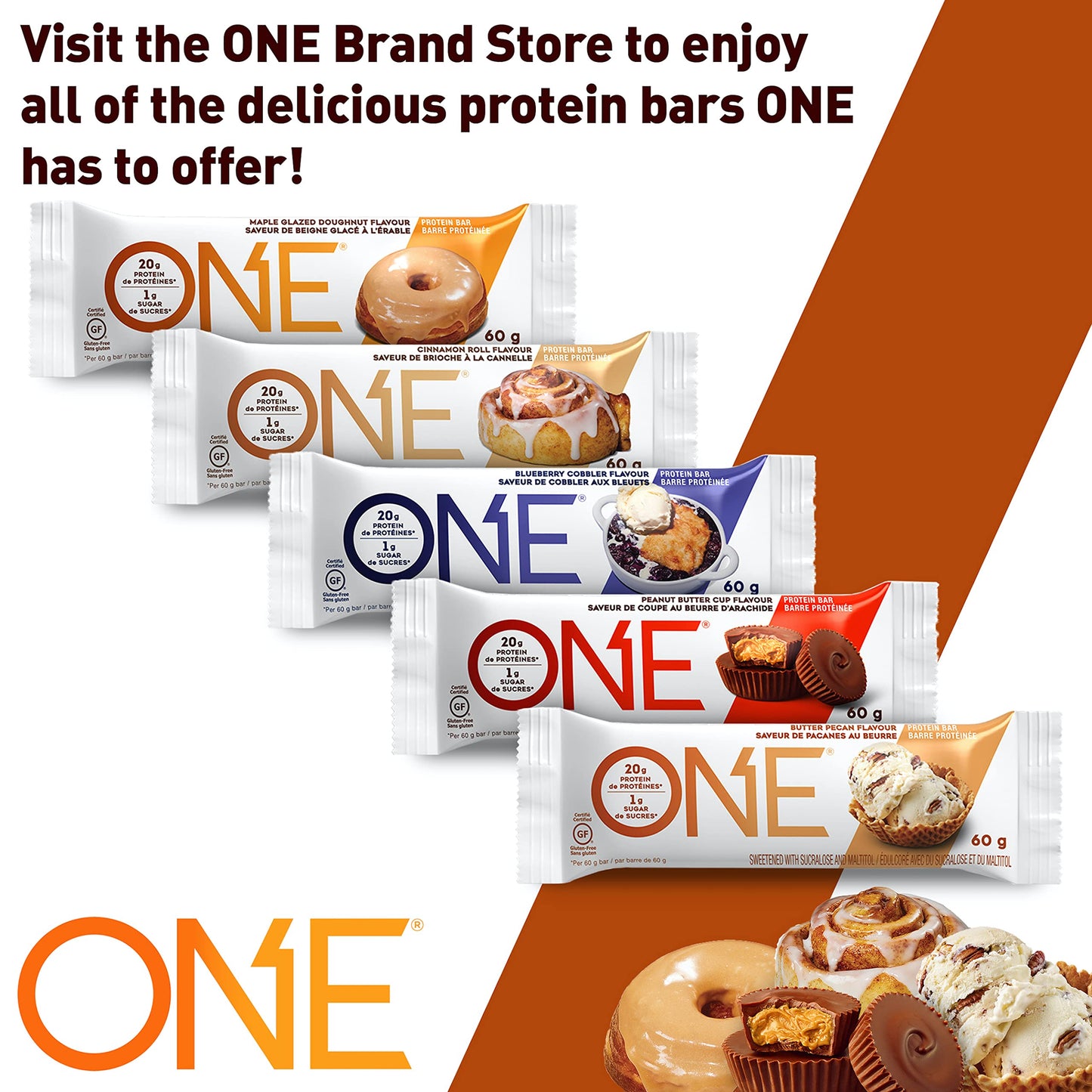 One Protein Bars, Blueberry Cobbler, Gluten Free Protein Bars With 20G Protein And Only 1G Sugar, Guilt-Free Snacking For High P