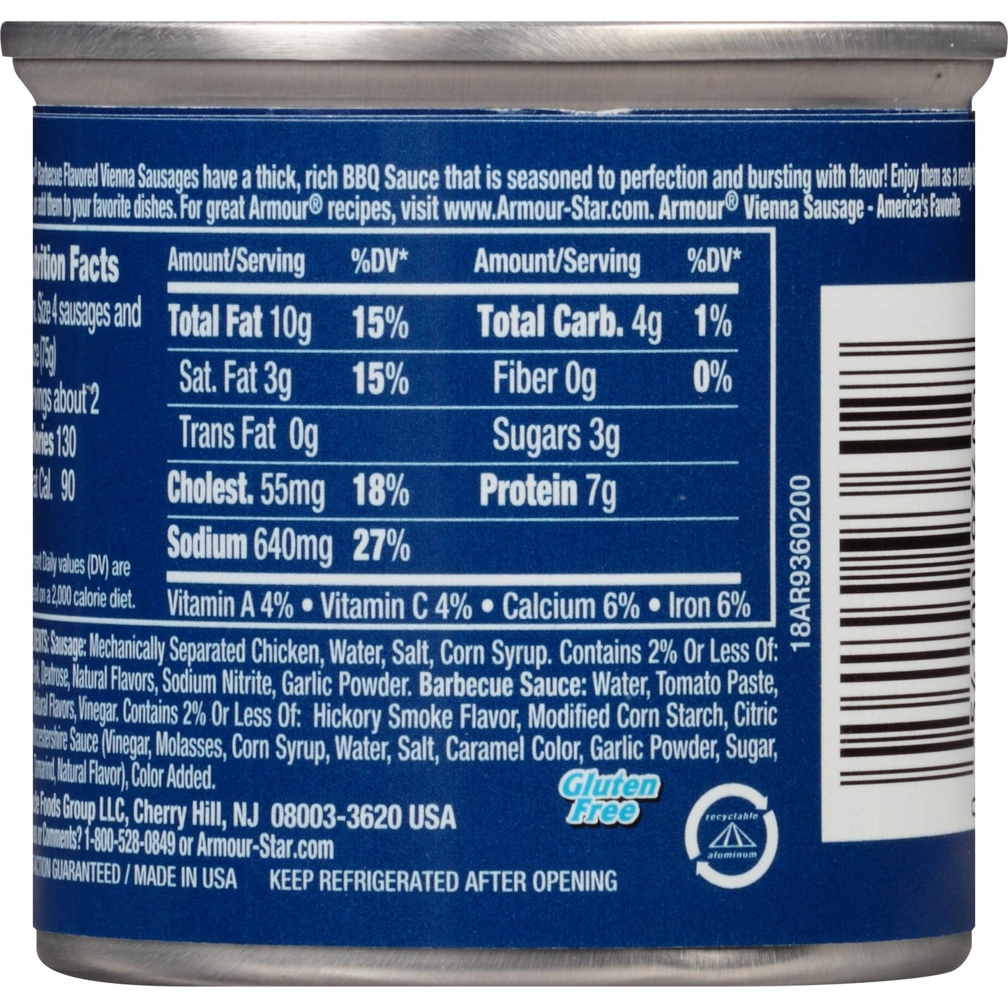 Armour Star Vienna Sausage, Barbecue Flavored, Canned Sausage, 4.6 Oz (Pack Of 24)
