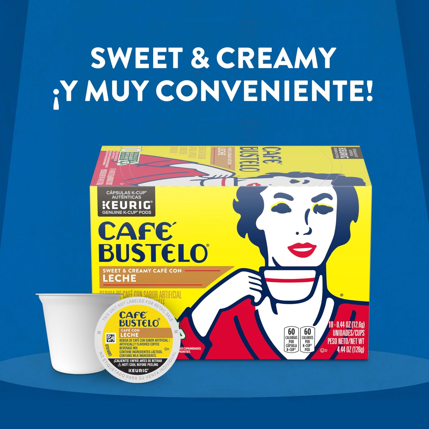 Caf   Bustelo Sweet & Creamy Caf   Con Leche Coffee, 10 Keurig K-Cup Pods