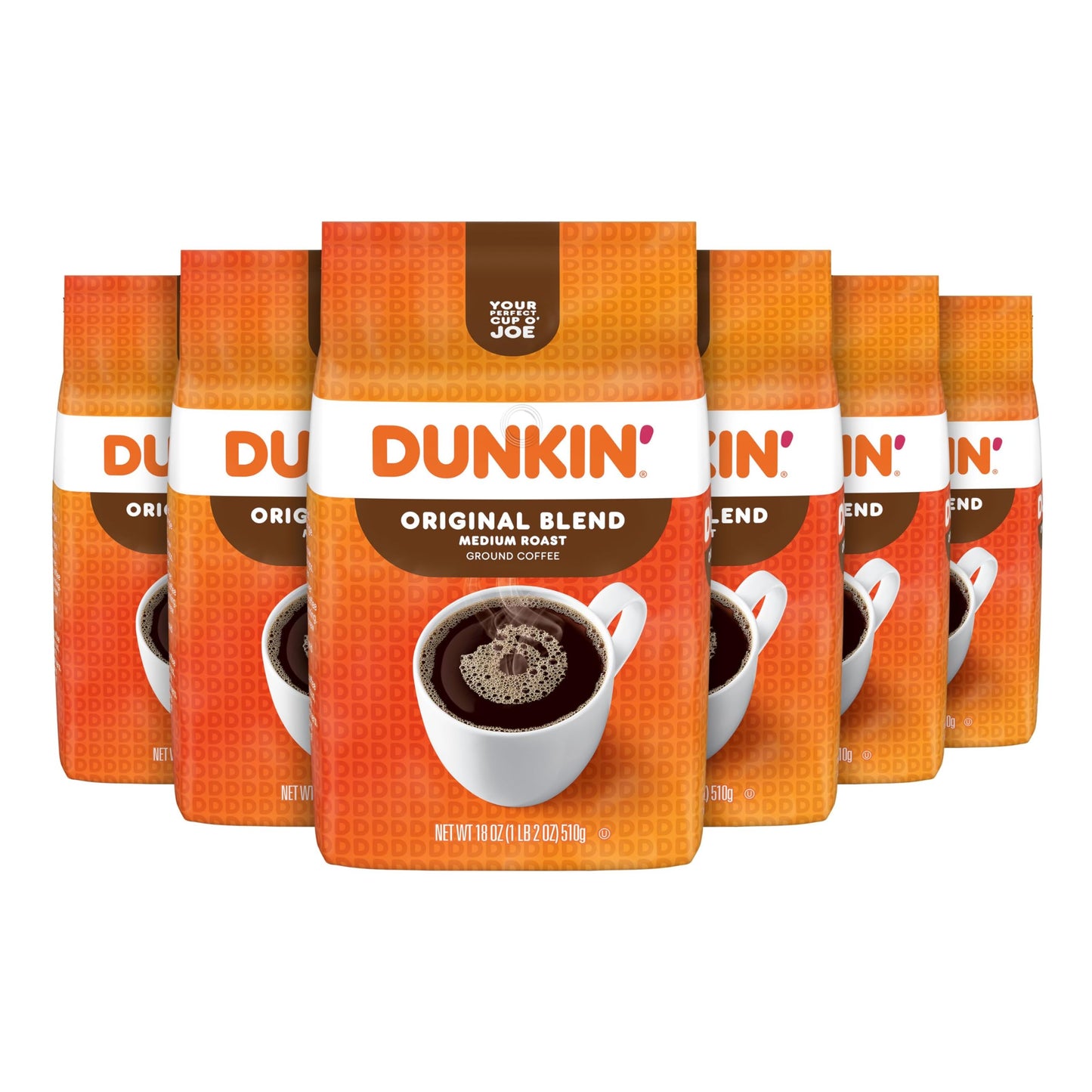Dunkin' Original Blend Medium Roast Ground Coffee, 18 Ounce (Pack of 6)