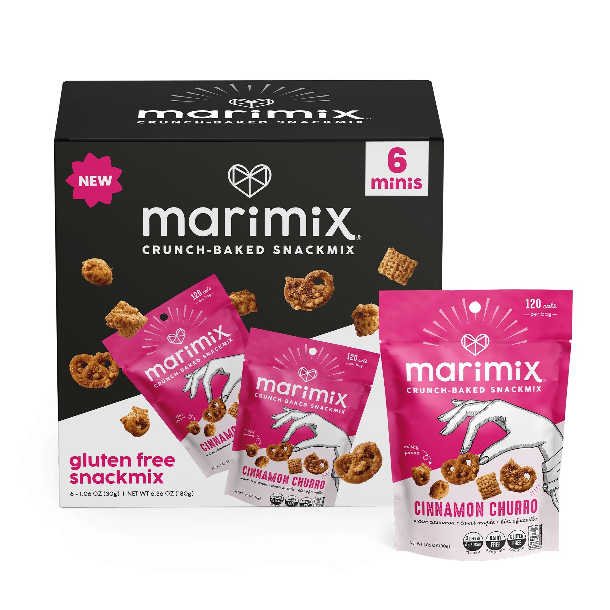 MARIMIX Mini Snack Mix - Cinnamon Churro Flavors - 6 Pack - 1.06 Ounce Each