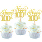 YCTHUNFISH Cupcake Toppers, 24 Pack, Glitter Number 100, Bamboo, Gold, Small, Cake Decorations for Birthday and Anniversary Parties