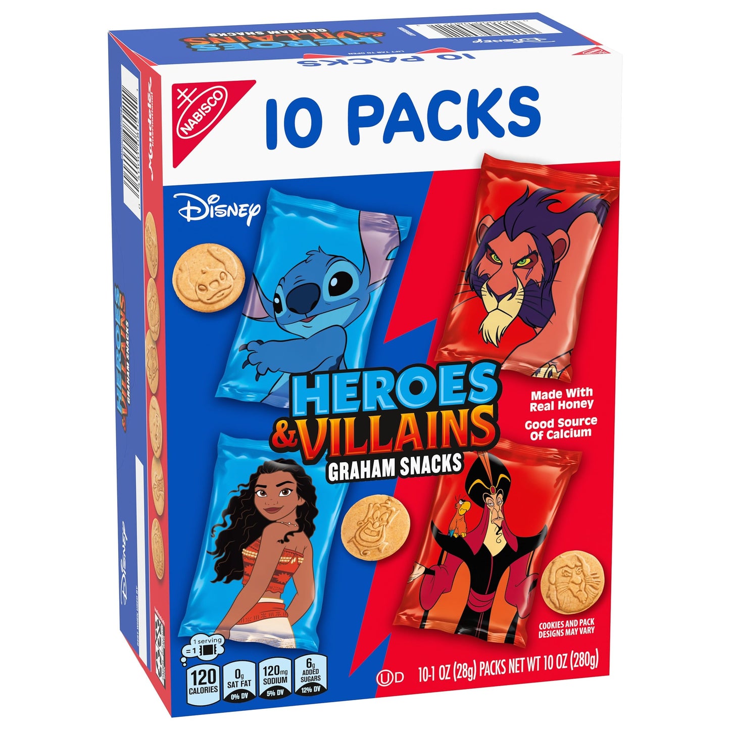 Disney Heroes and Villains Graham Snacks, Custom Cookies Variety Pack, 10-1 oz Kids Snack Packs
