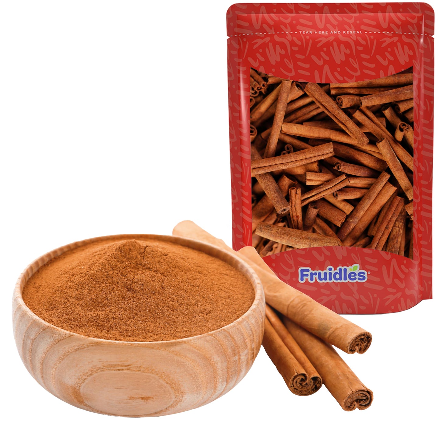 Fruidles Cinnamon Sticks, Premium Grade Harvested Natural Cassia Cinnamon, Strong Aroma, Perfect For Baking, Cooking & Beverages, Kosher Certified (1 Pound)