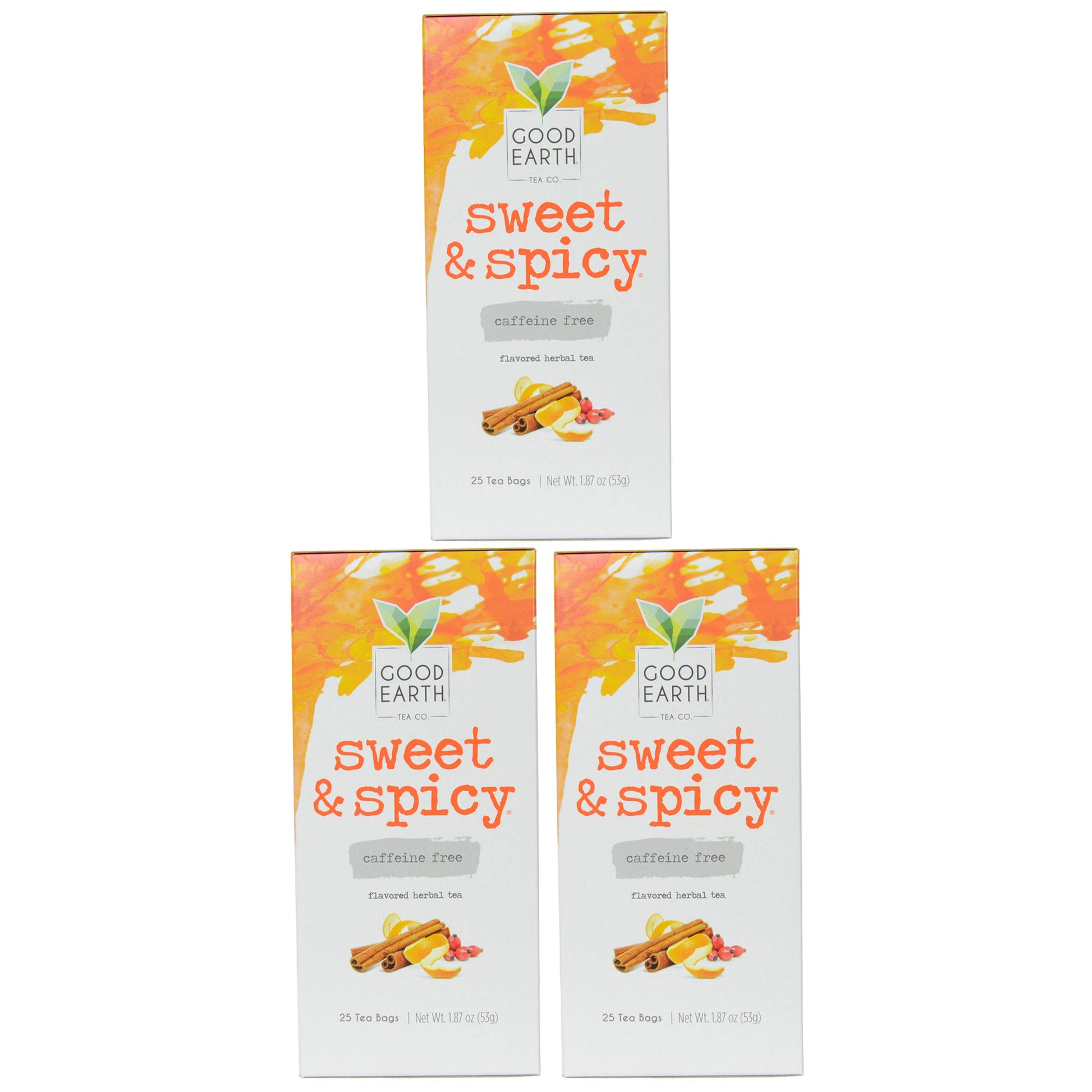 Good Earth Sweet and Spicy Herbal Tea Bags, Caffeine-Free, 25 Count (Pack of 3)