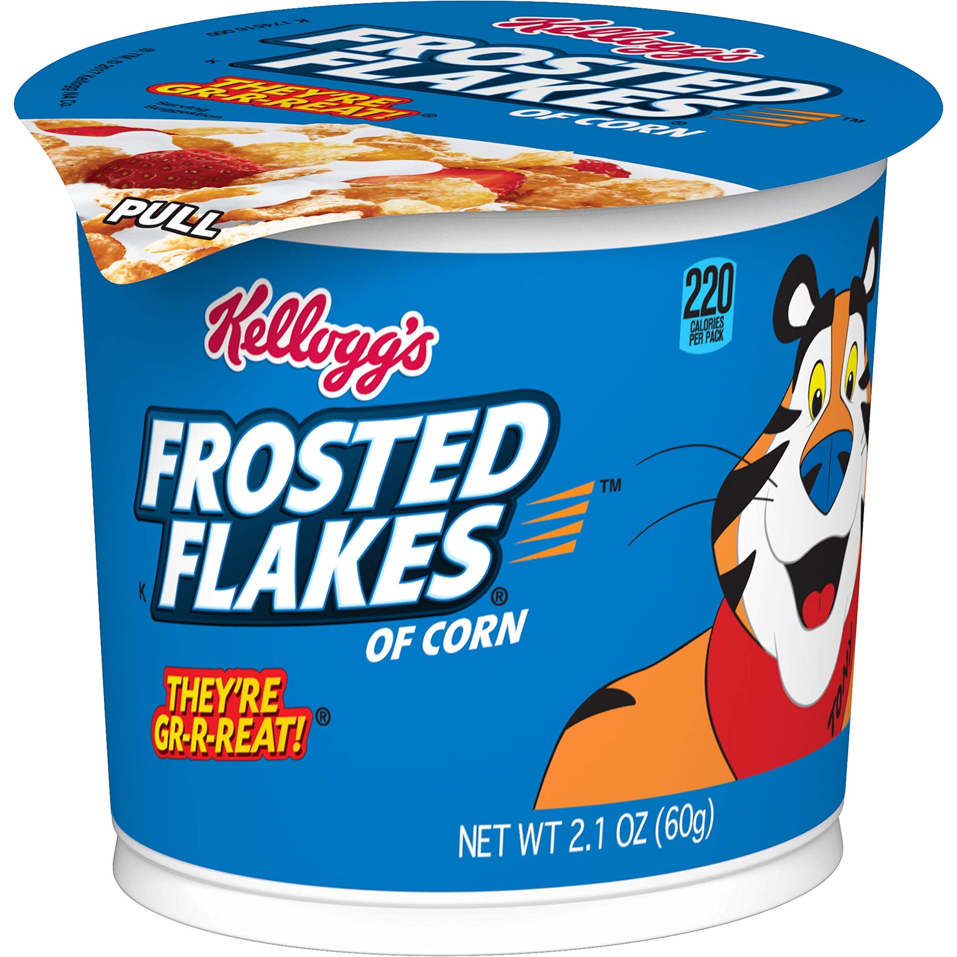 Kellogg's Frosted Flakes, Breakfast Cereal in a Cup, Fat-Free, Bulk Size, 12 Count (Pack of 2, 12.6 oz Trays)