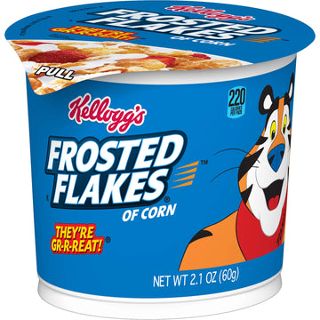 Kellogg's Frosted Flakes, Breakfast Cereal in a Cup, Fat-Free, Bulk Size, 12 Count (Pack of 2, 12.6 oz Trays)
