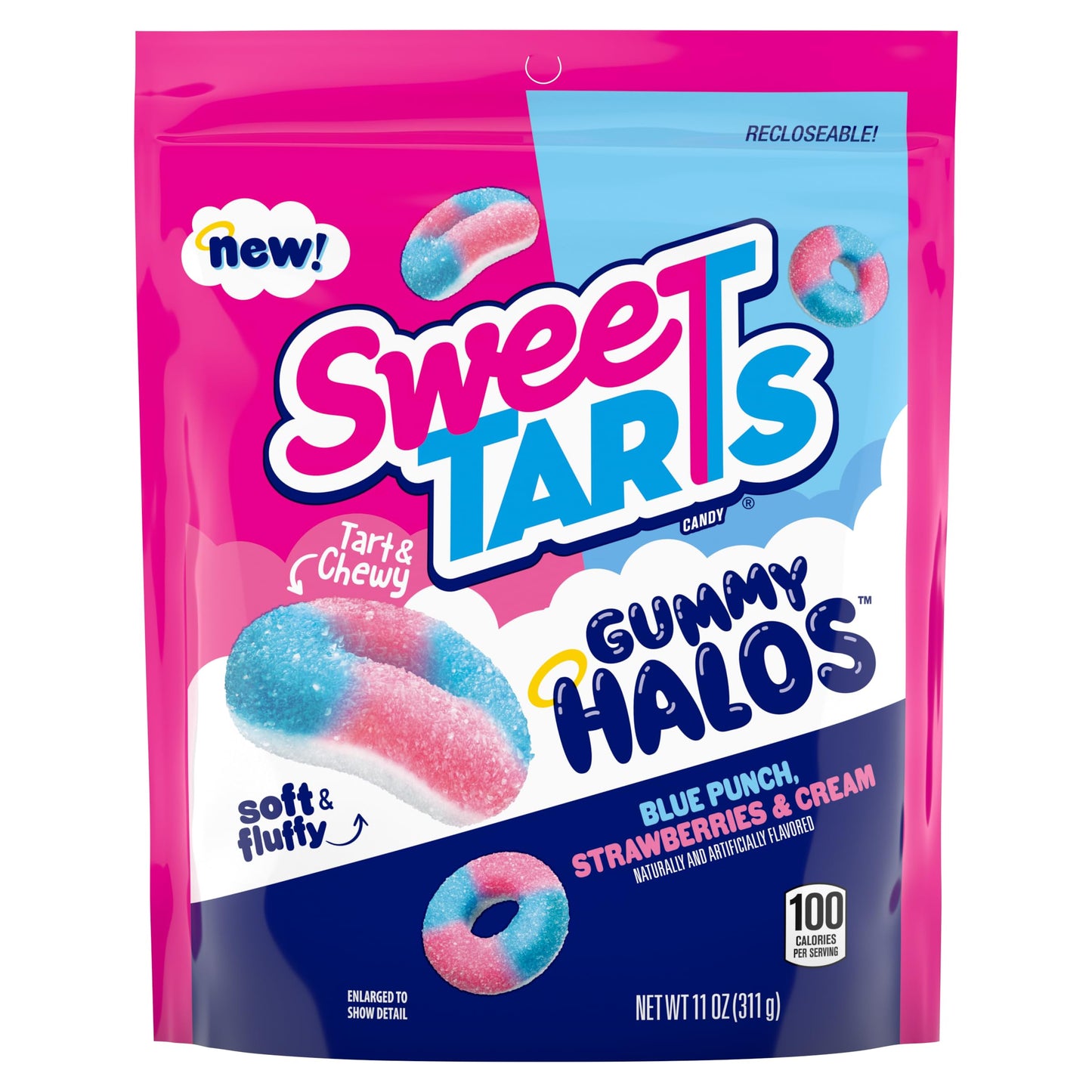 SweeTARTS Candy, Blue Punch and Strawberries and Cream, Tart and Chewy, 11 oz
