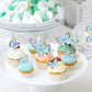 Cyodoos 30Pcs Blue Gold Edge Mixed Size Lively 3D Waterproof Butterfly Cupcake Topper For Girls Women'S Happy Birthday Wedding P