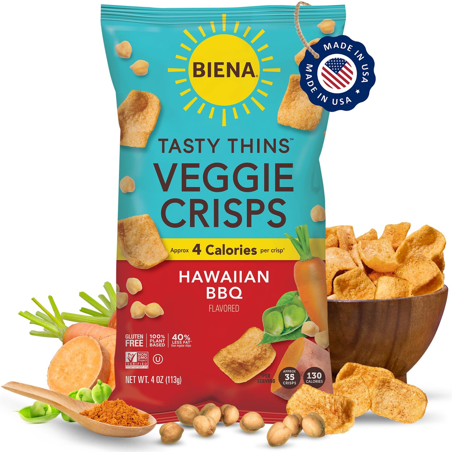 Biena Crisps Tasty Thins Hw Bbq 4 OZ