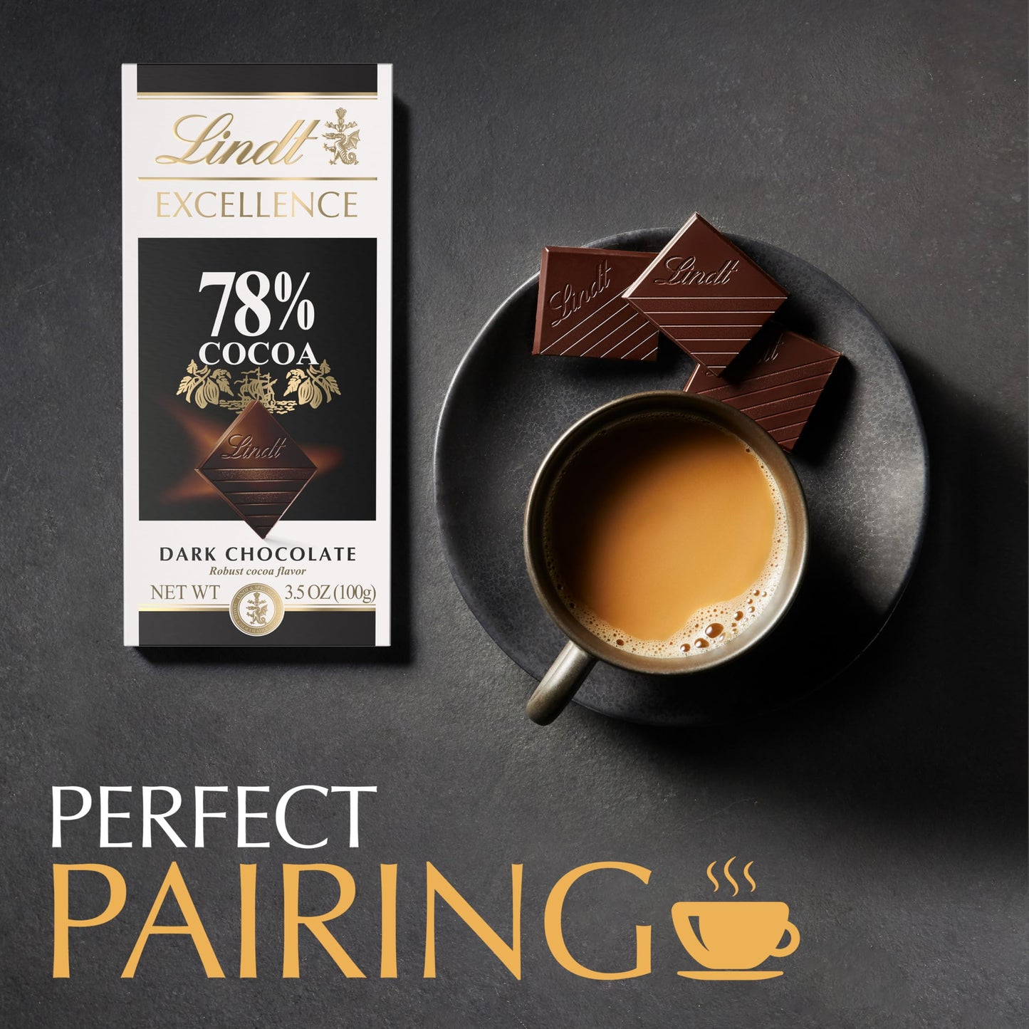 Lindt EXCELLENCE Dark Chocolate Bar, 78% Cocoa, 3.5 oz, 12 Pack