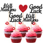 YCTHUNFISH Cupcake Toppers 24 Pack Glitter Red Love Heart Retirement Party Decorations Small