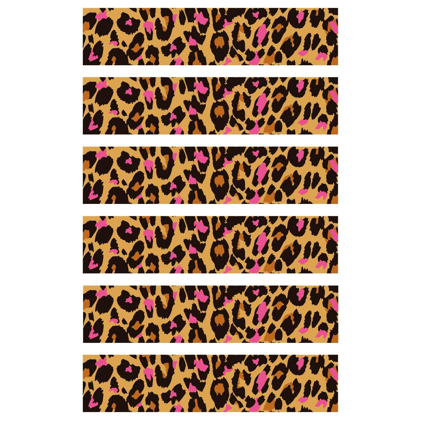 6pcs Pink Leopard Edible Cake Borders, 11.02x2.44in/28x6.2cm Pre-Cut Edible Wrap Strips Glutinous Rice Paper Birthday Cake Decor