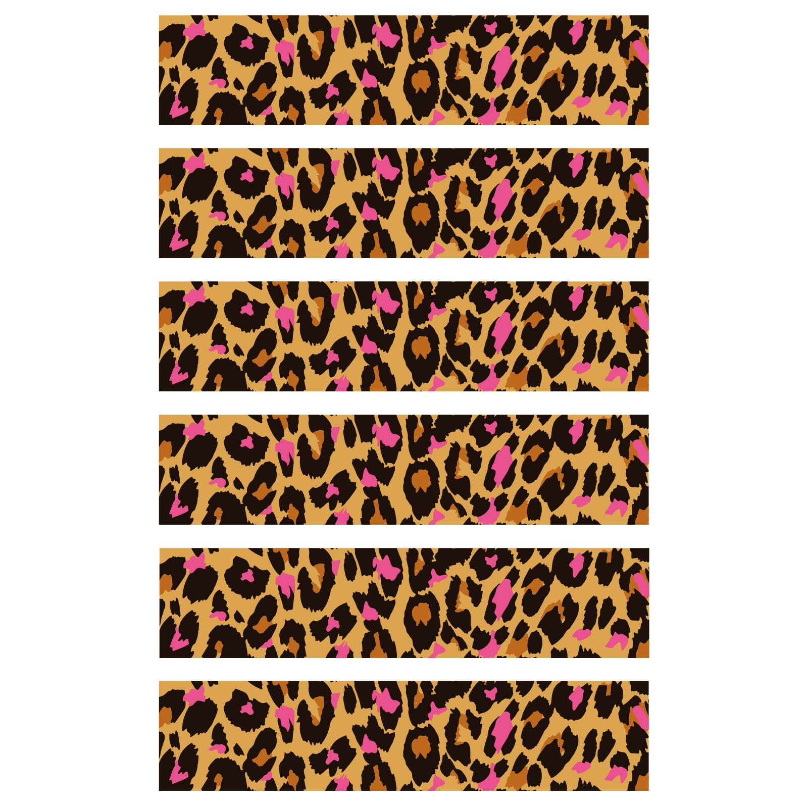 6pcs Pink Leopard Edible Cake Borders, 11.02x2.44in/28x6.2cm Pre-Cut Edible Wrap Strips Glutinous Rice Paper Birthday Cake Decor