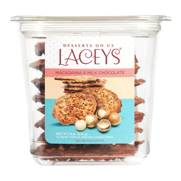 Desserts On Us, Inc. - Laceys Milk Chocolate Macadamia Nut Toffee Wafer Cookies - 8 Oz