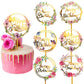 6 Pieces Happy Birthday Cake Toppers Gold Flower Acrylic Cake Toppers Acrylic Cupcake Topper For Various Birthday Party Annivers