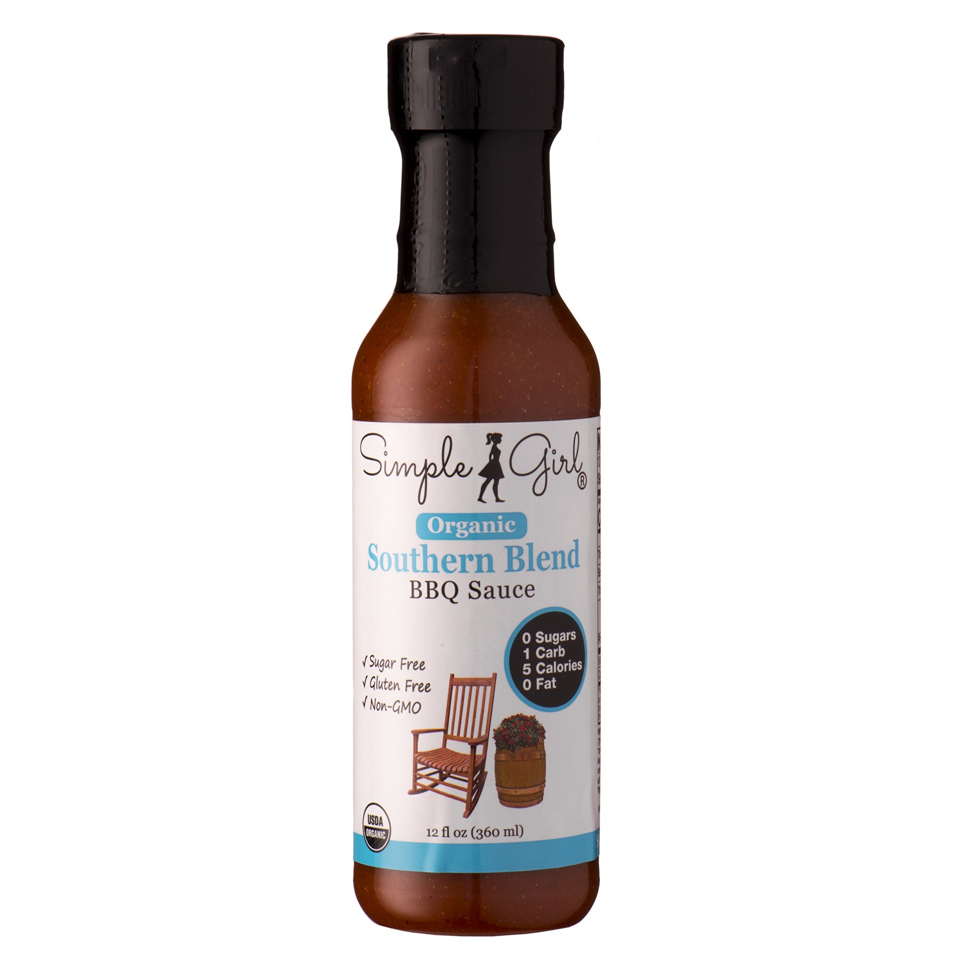 Simple Girl Organic Southern Blend Sugar Free Bbq Sauce - 12 Oz - Liven Up Your Healthy Diet! - Certified Organic - Kosher - Gluten Free - Fits Keto Diet Or Low Carb Diet