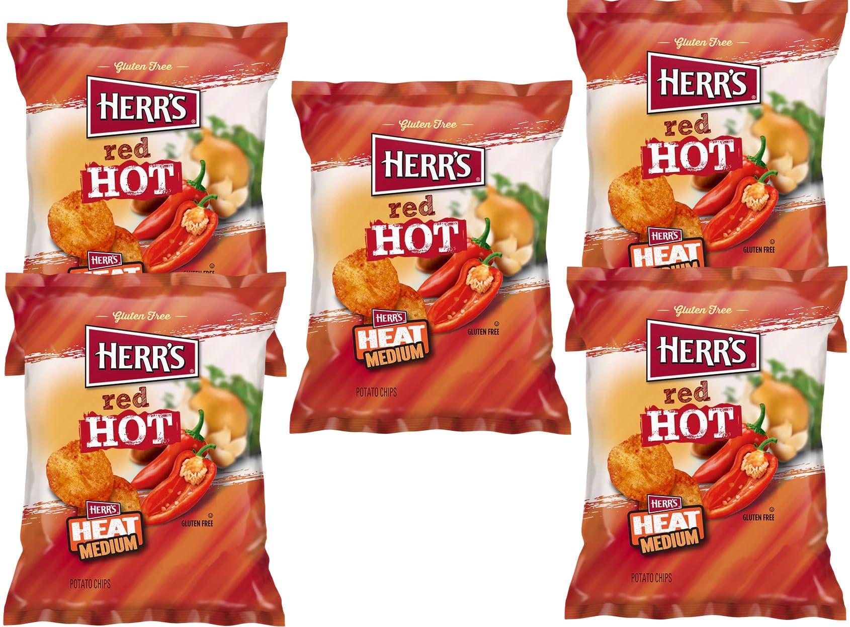 Herrs Potato Chips & Cheese Curls -,1Oz (Curated by RJ Snacks Value Pack) (Red Hot)