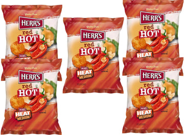 Herrs Potato Chips & Cheese Curls -,1Oz (Curated by RJ Snacks Value Pack) (Red Hot)