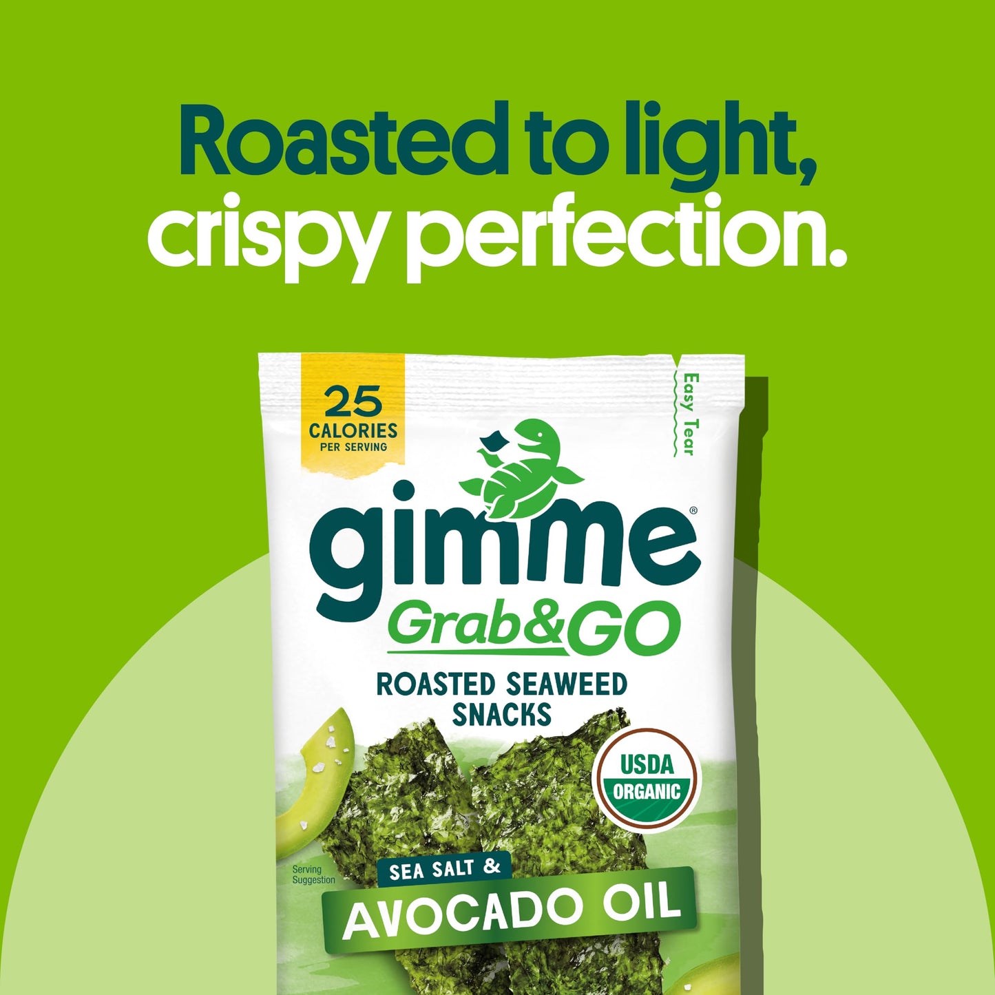 gimMe Sea  Snacks - Organic Roasted - Sea Salt & Avocado Oil - 5 Count - Keto Vegan Gluten Free - Great Source of Iodine & Omega 3’s