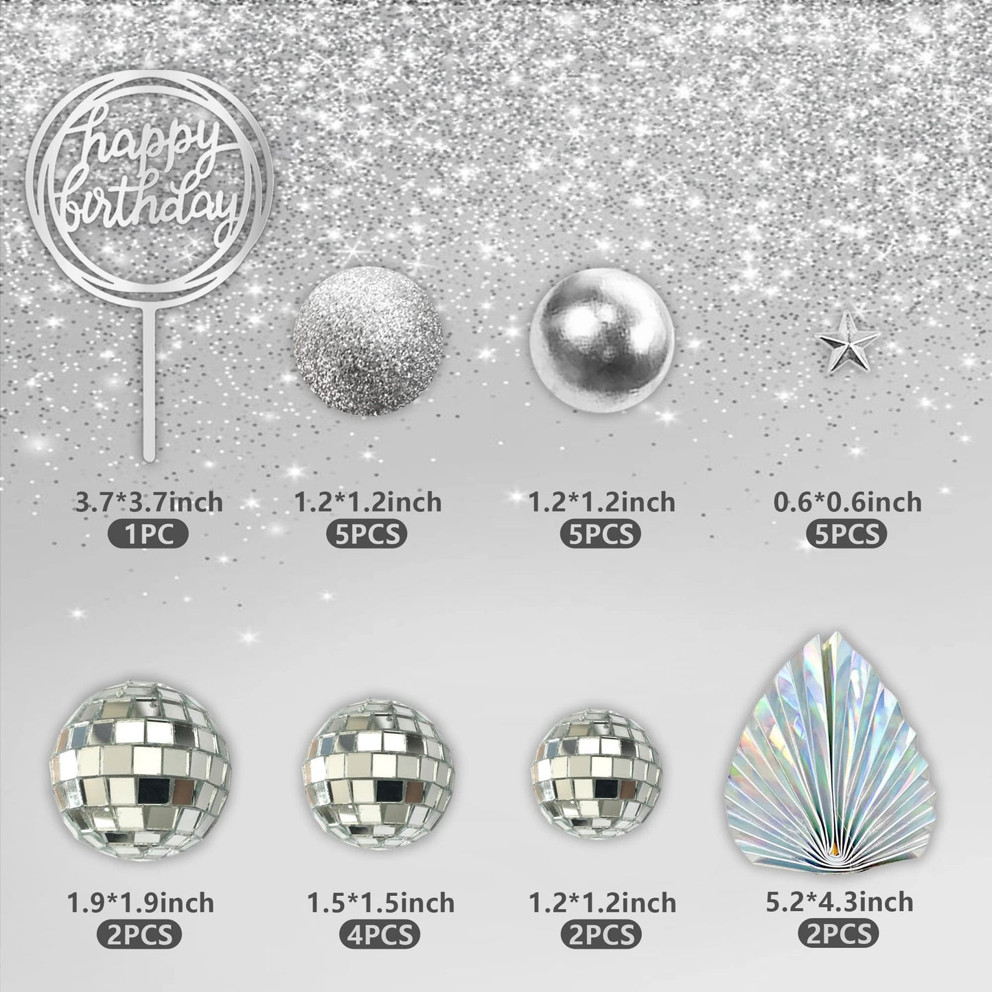 Disco Balls Cake Toppers Mirror Balls With Boho Stars Cake Decorations For 70S 80S Disco Dance Party Saturday Night Fever Suppli