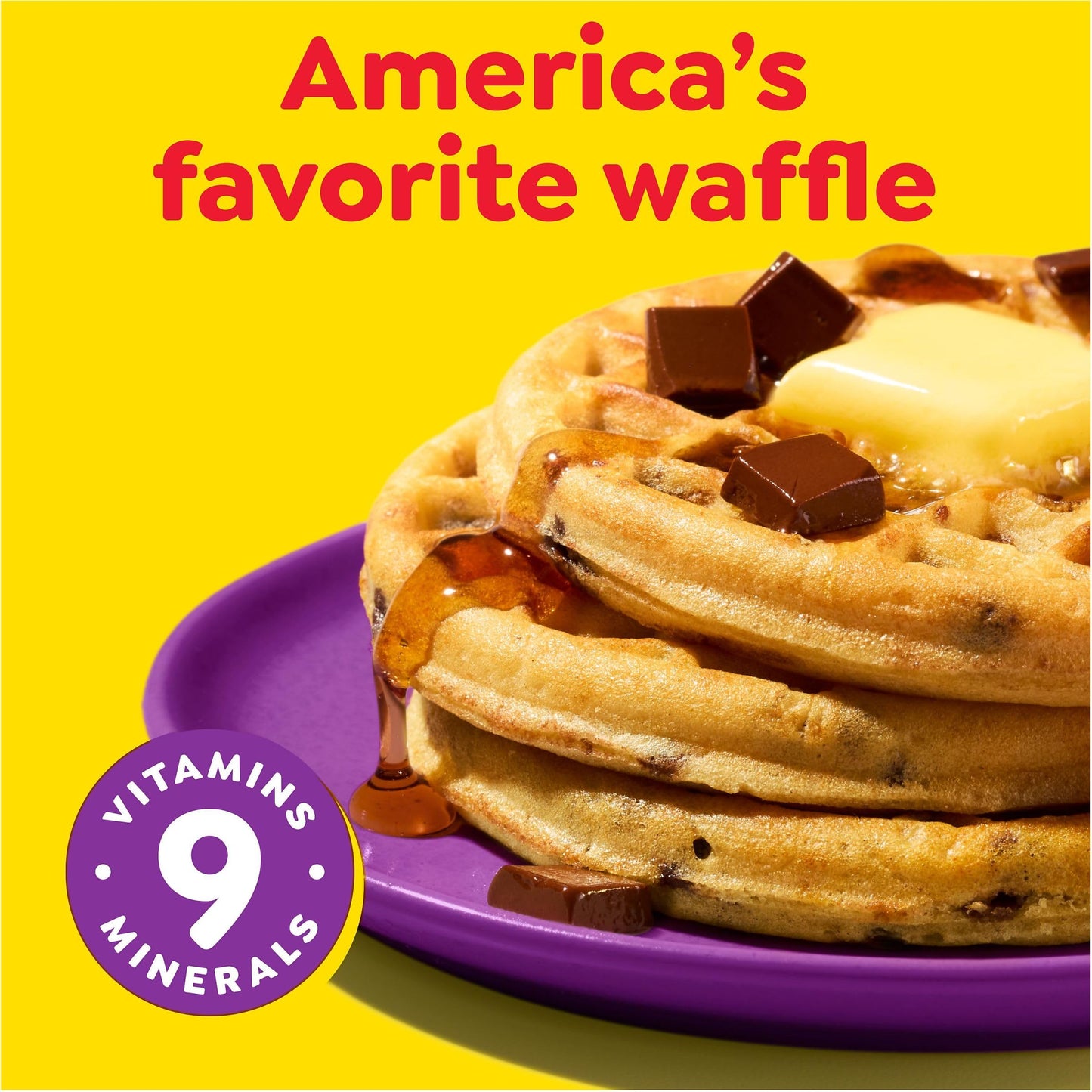 Eggo Frozen Waffles, Frozen Breakfast, Breakfast Food, Chocolatey Chip, 12.3oz Box (10 Waffles)