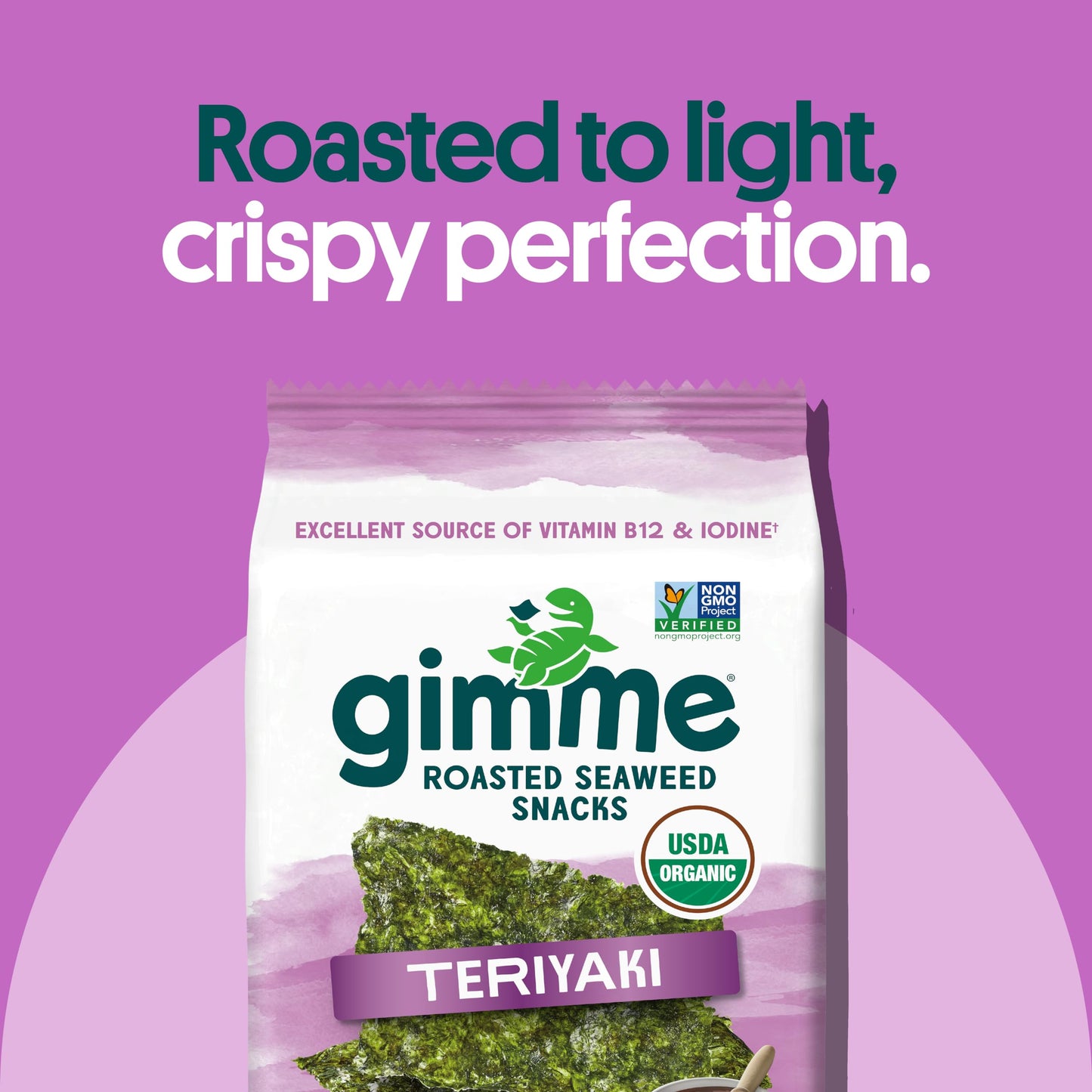 Gimme Seaweed Organic Roasted Seaweed Sheets - Teriyaki - 10G Sharing Pack (Single) - Keto, Vegan, Gluten Free -Great Source Of
