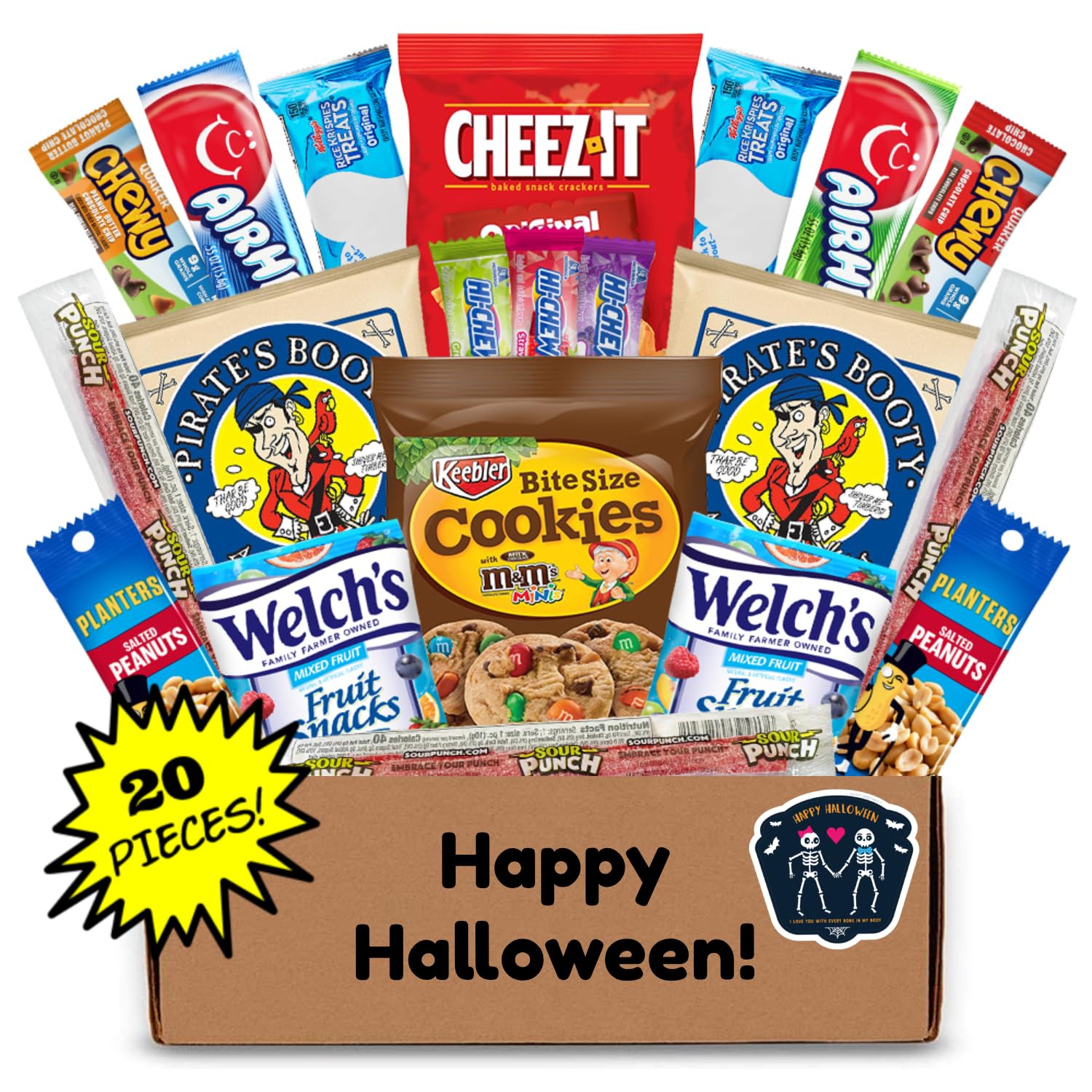 Hangry Kit Halloween Snack Box Variety Pack - 20 Count - Assorted Chips  Cookies  Candy & ers - Fun Spooky Design - Gift for Kids  Teens  College Students  or Office - Romantic
