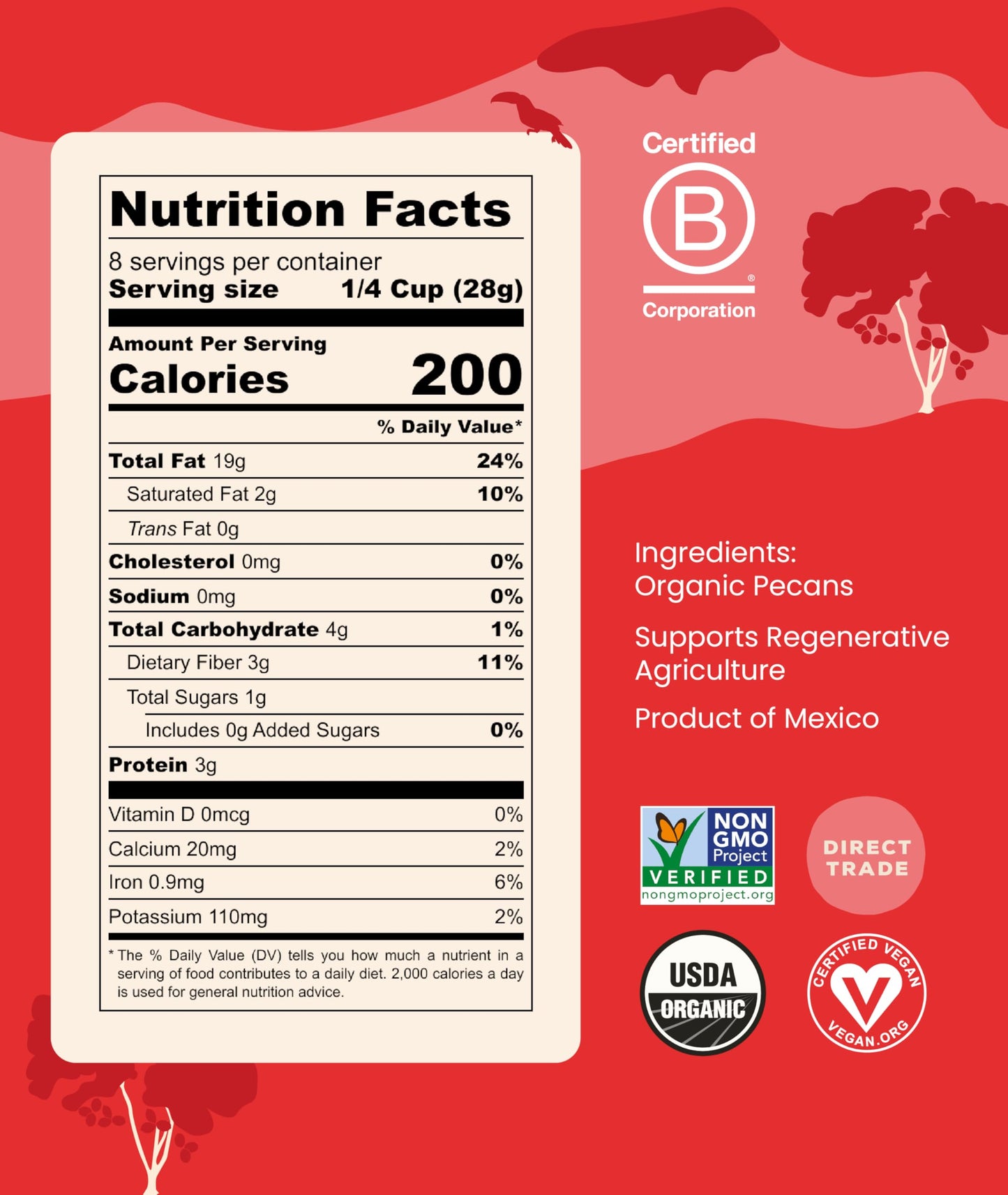 Goodsam Organic Raw Pecan Halves 2 Pack, 8 Oz Each, Gluten-Free, Sourced From Mexico, Regenerative Farming, Ideal For Vegan And